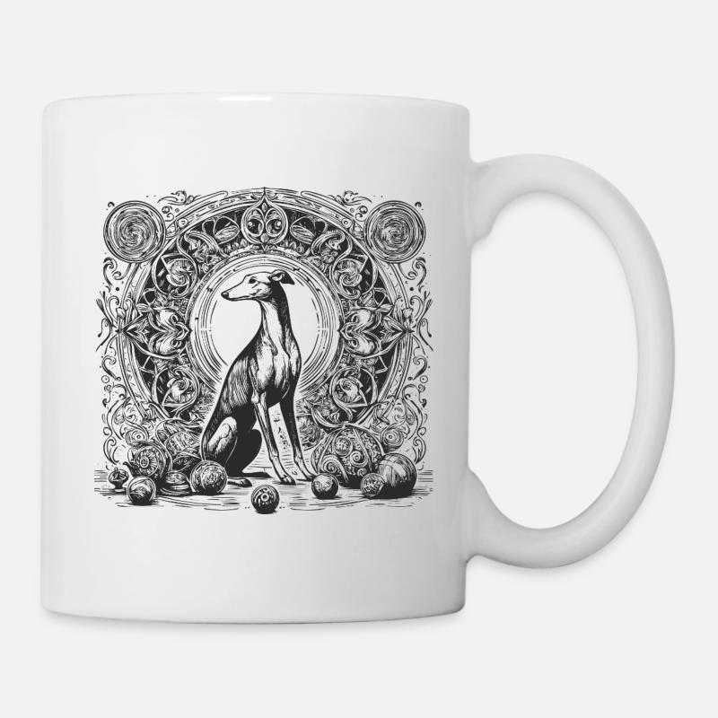 Lévrier élégant dans un cercle Art nouveau - Mug blanc - blanc