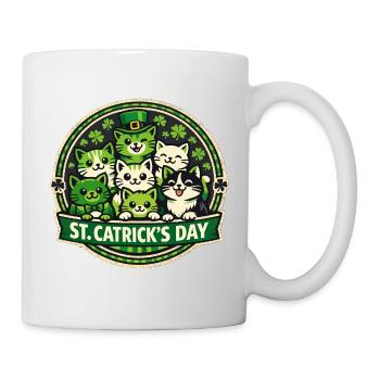 Saint-Catrick, chats mignons, chatons, trèfle irlandais - Mug blanc - blanc - Droite