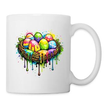 Buntes Osternest im Graffiti Stil  - Tasse - Weiß - Rechts