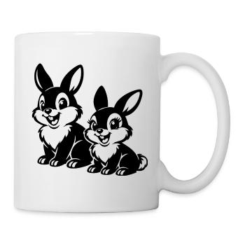 Skizzierte Kaninchenduette - Tasse - Weiß - Rechts