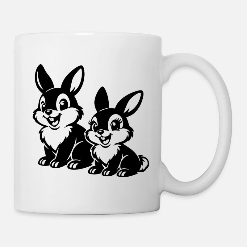 Sketched Rabbit Duets - Mug - white