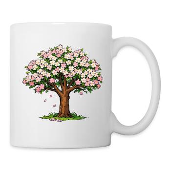 Arbre fleuri aux fleurs roses et blanches - Mug blanc - blanc - Droite
