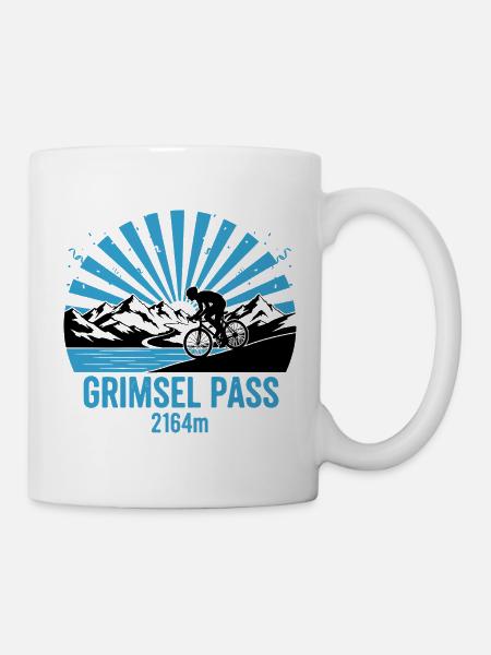 Grimselpass Schweizer Alpen Radfahren Bergkunst - Tasse - Weiß