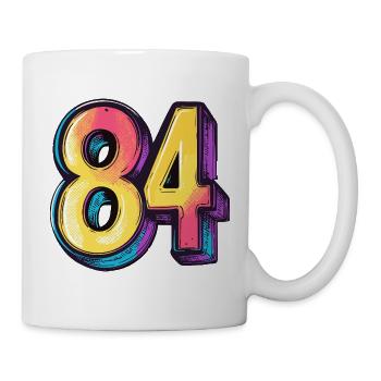 84 Zahl Bunt - Tasse - Weiß - Rechts