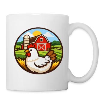 Chicken on the Farm – Round Badge Design - Mug - white - Right