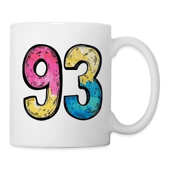 93 Zahl Bunt - Tasse - Weiß - Rechts