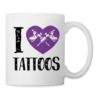 I Love Tattoos Purple Heart Ink Artist Design - Tasse - Weiß - Rechts