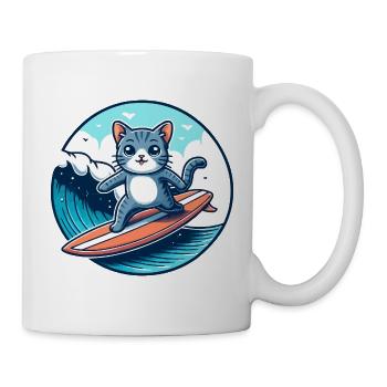 Cat surfers on the wave - Mug - white - Right