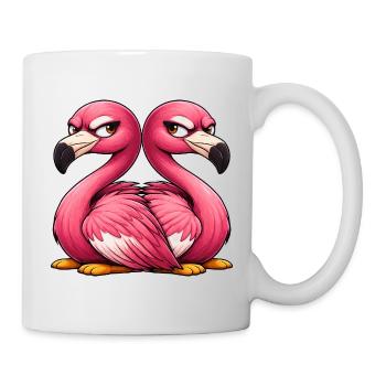 Cute Flamingo Cartoon Friendship Twins Fun - Mug - white - Right