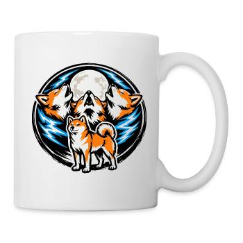 Shiba Inu Vintage Hurlant vers la Lune - Mug blanc - blanc - Droite