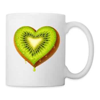 Saftige Kiwi in Herzform Illustration  - Tasse - Weiß - Rechts
