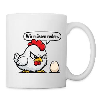 On doit parler du cadeau d’humour de poule - Mug blanc - blanc - Droite