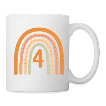 4. Vierter Geburtstag Regenbogen - Tasse - Weiß - Rechts