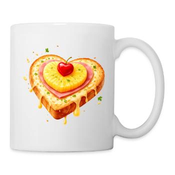 Toast in Herzform mit Ananas Illustration - Tasse - Weiß - Rechts