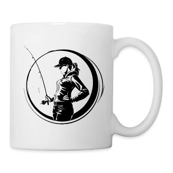 Fishing Woman Silhouette - Mug - white - Right