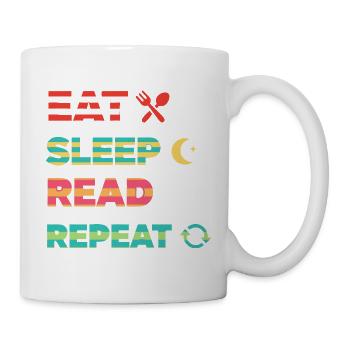 Eat Sleep Read Repeat Bücherwurm - Tasse - Weiß - Rechts