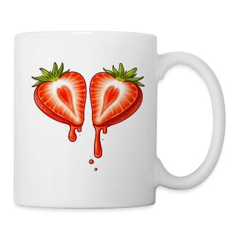 Divided strawberry with heart shape - Mug - white - Right