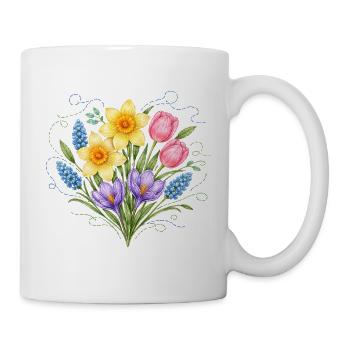Spring flowers in embroidery style - Mug - white - Right