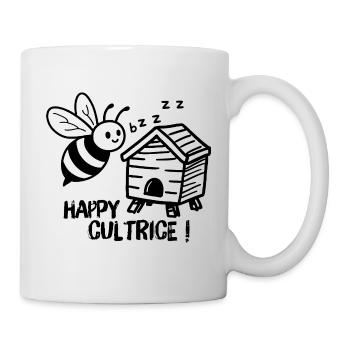 Beekeeper, happy bee farmer with a beehive - Mug - white - Right