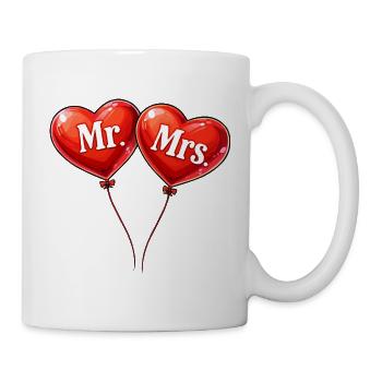 Ballons en forme de cœur, Monsieur Madame Nouvellement Mariée - Mug blanc - blanc - Droite