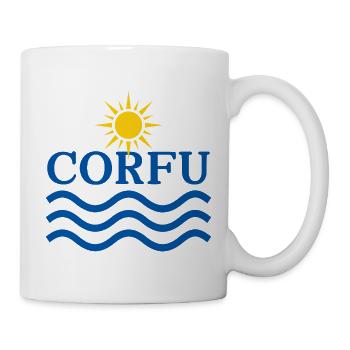 Korfu-Sonnenwellen-Logo - Tasse - Weiß - Rechts