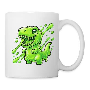 Klecksgrüner Dino - Tasse - Weiß - Rechts