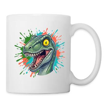 Motif coloré de tête de dinosaure éclaboussée - Mug blanc - blanc - Droite