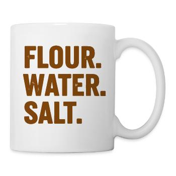Sauerteigbrot Backen, Bäcker, Mehl, Wasser, Salz, Salz - Tasse - Weiß - Rechts