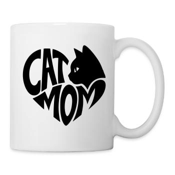 Cat Mom, Cat Mom Heart with Black Cat - Mug - white - Right