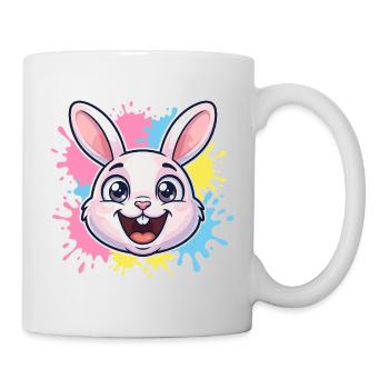 Happy Bunny Illustration with Paint Splashes - Mug - white - Right