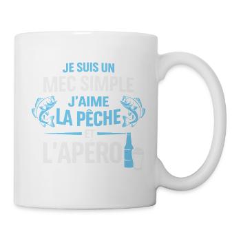 Mec Simple J’Aime La Pêche Et L’ Apéro Humour  - Mug blanc - blanc - Droite