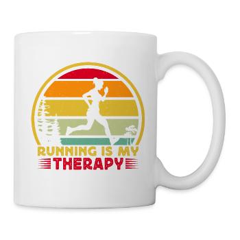 Running Is My Therapy Marathon Runner Gift - Tasse - Weiß - Rechts