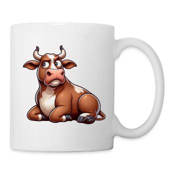 Funny Cow Cartoon Skeptical Bull Comic - Mug - white - Right