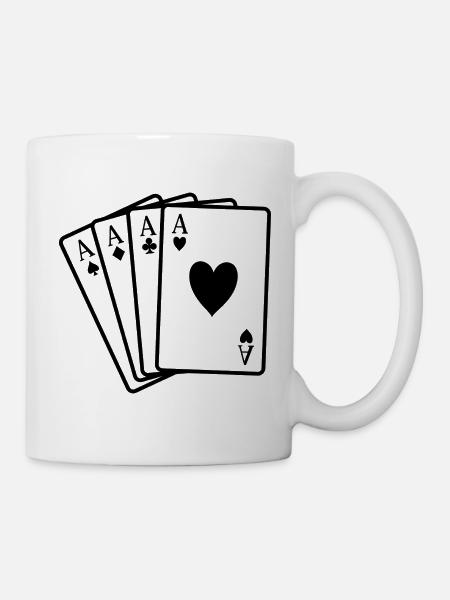 Pokerkarten - Tasse - Weiß