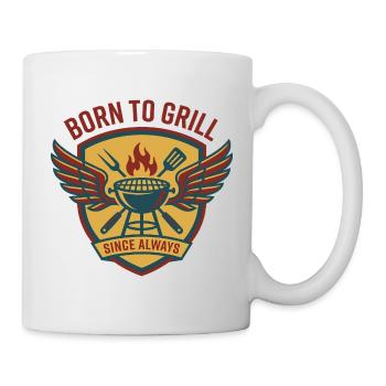 Geboren zum Grillen von Wappen und Wings, Wings Barbecue - Tasse - Weiß - Rechts