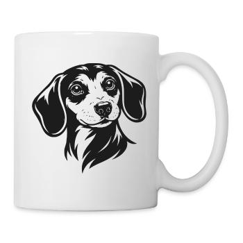 Dackel Porträt - Tasse - Weiß - Rechts