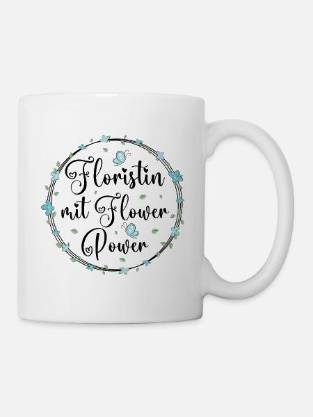 Floristin mit Flower Power - Tasse - Weiß