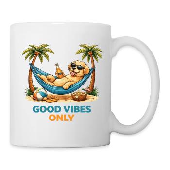Welpe in Hängematte – Chill-Modus - Tasse - Weiß - Rechts