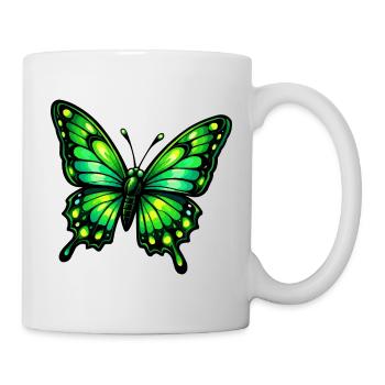 Grüner Schmetterling - Tasse - Weiß - Rechts