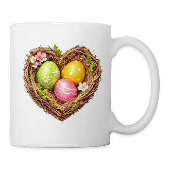 Panier de Pâques en forme de cœur avec des œufs - Mug blanc - blanc - Droite