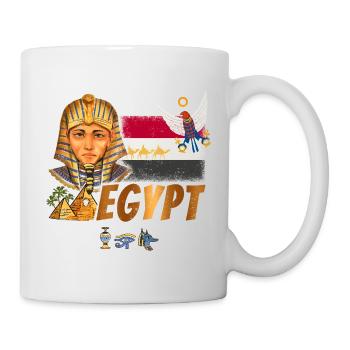 Egypt Vintage Pharaoh with Flag and Pyramids - Mug - white - Right