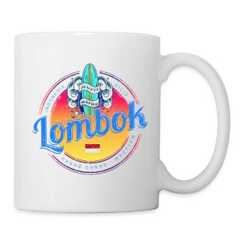 Lombok Sunset Retro Surfboard Indonesia - Mug blanc - blanc - Droite