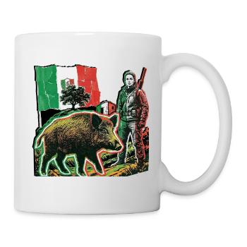 Wild Boar Huntress Italy Flag Italian - Mug - white - Right
