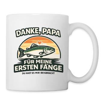Danke, Papa für meine ersten Fänge Retro - Tasse - Weiß - Rechts