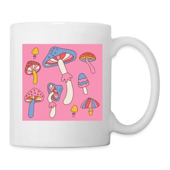 Retro Mushroom Pattern – Psychedelic 70s Design - Mug - white - Right