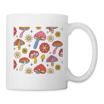 Retro Mushroom Flower Pattern 70s Design - Mug - white - Right