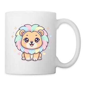 Pastell Löwe mit Regenbogenmähne - Tasse - Weiß - Rechts