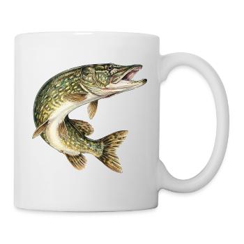 Brochet dans le saut – Illustration détaillée des poissons - Mug blanc - blanc - Droite