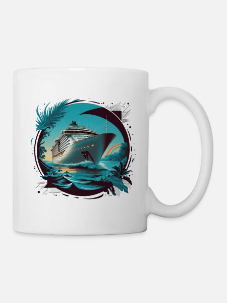 Kunstdruck von Kreuzfahrtschiffen - Tasse - Weiß