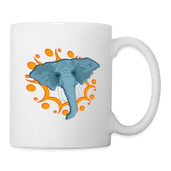 Éléphant bleu avec une broche orange - Mug blanc - blanc - Droite